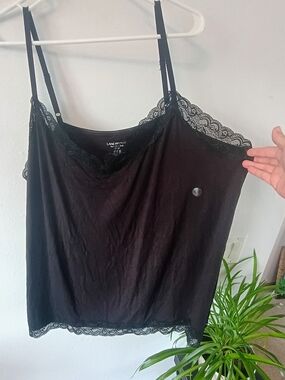 Lane Bryant The Lace Cami Black Plus Size 26/28 Lace Trim Tank Camisole